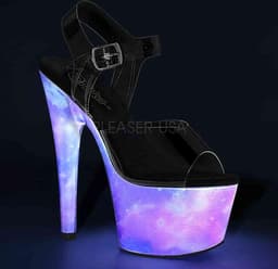 Pleaser - ADORE-708REFL Sandaal met enkelband, Paaldans schoenen - Paaldans schoenen - 35 Shoes - Zwart/Paars — thumbnail 1