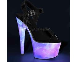 Pleaser - ADORE-708REFL Sandaal met enkelband, Paaldans schoenen - Paaldans schoenen - 35 Shoes - Zwart/Paars