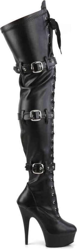 Pleaser - DELIGHT3028 Plateau Overknee Laarzen - Paaldans schoenen - 35 Shoes - Zwart — thumbnail 5