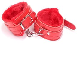 Leren Handboeien met Bont - Rood - SM Bondage Sex - Erotiek Set voor BDSM - Erotische Seksspeeltjes - Sex Toys - Sexy Lingerie - Valentijnsdag Cadeau Voor Hem & Haar - Valentijn Cadeautje Mannen & Vrouwen — thumbnail 3