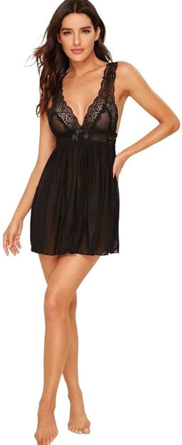 Babydoll Dames Zwart - Sexy Lingerie Babydoll - Nachthemd Vrouwelijk - Polyester Lingerie Nachtkleding - Maten S M L XL - Elegante Dames Babydoll - La Nuita — thumbnail 5