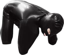 Zwart leren catsuit voor mannen - slim fit wetlook jumpsuit voor feest en nachtclub — thumbnail 2