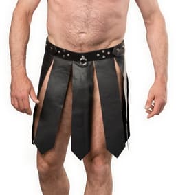 Rimba - Lederen Gladiator Herenrok - Zwart — thumbnail 3
