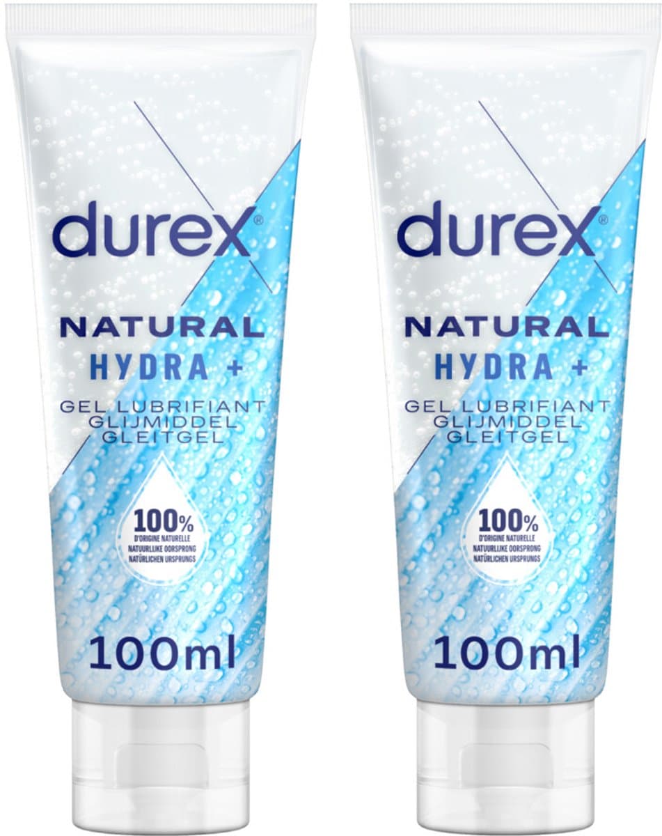 Durex Glijmiddel Natural Hydra+ 100% natuurlijk - 2 x 100 ml - Voordeelverpakking — afbeelding 1