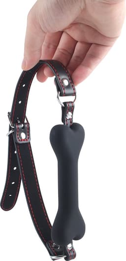Banoch - mouth gag bone - siliconen gag bot - zwart - hondenbot - bondage — thumbnail 4