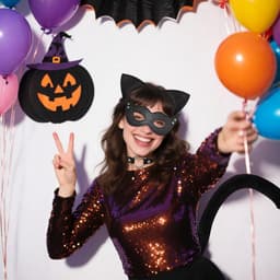 Dames Kattenkostuum Set 4 Delig - Oortjes, Staart, Halsband & Masker voor Feest en Carnaval — thumbnail 4