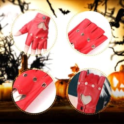 Punk Handschoenen Rood Vingerloze Leer Palm Cosplay Halloween Dames Meisjes Show — thumbnail 5