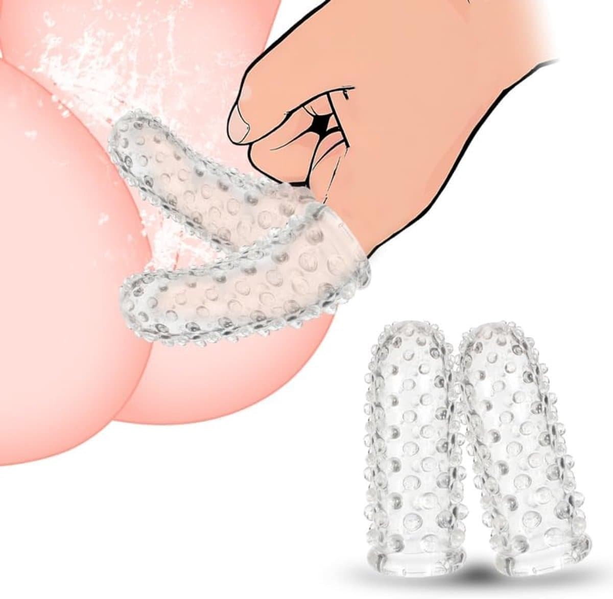 Oneay 2 stuks vingercondooms voor vrouwen, vinger vibrator G-punt stimulator, anale seksspeeltjes, BDSM seksspeeltjes en -spelletjes voor volwassenen, vingercondoom voor lesbische seks. — afbeelding 1