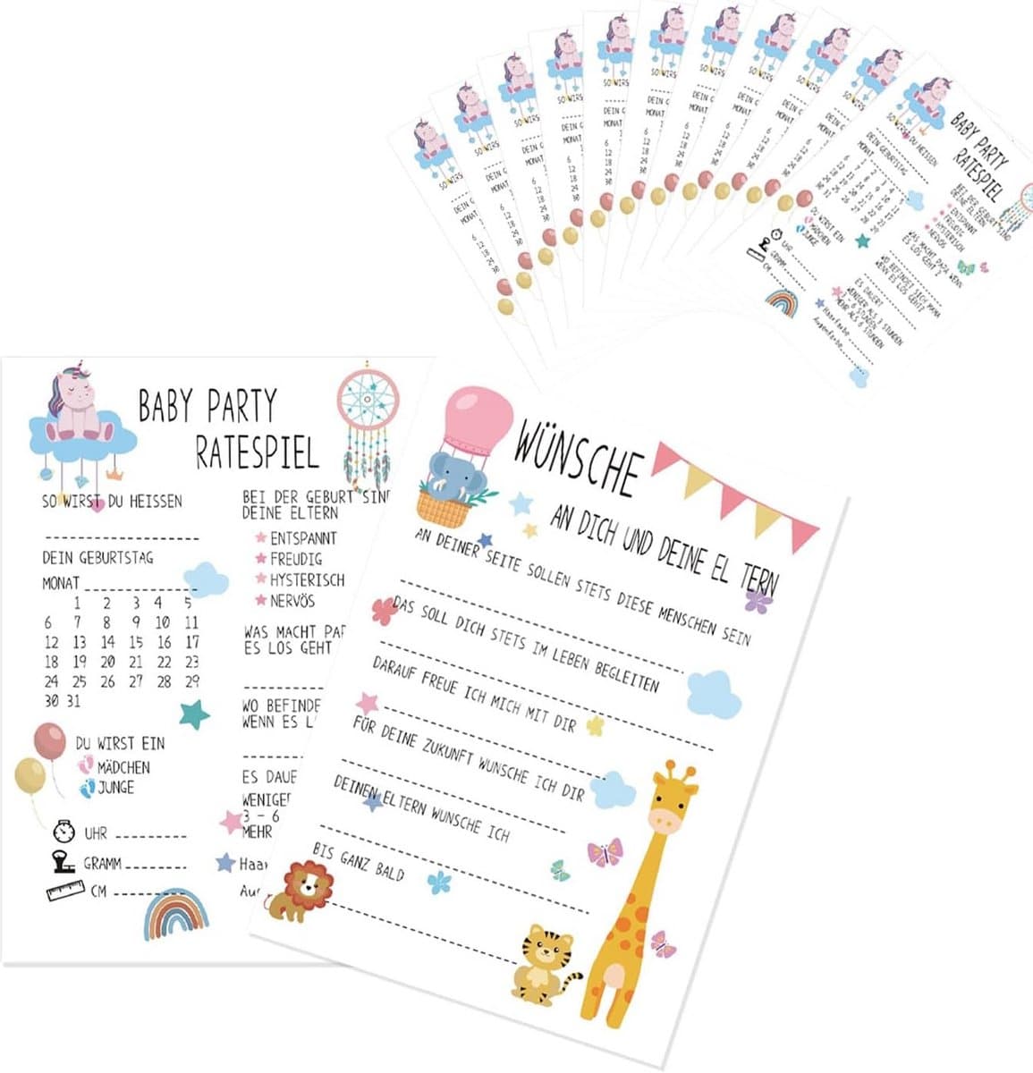 10 raadspeelkaarten voor babyfeestje – leuk partygame voor babyshower en genderreveal, geschikt voor meisjes en jongens — afbeelding 1