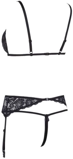 Cottelli Collection – Lingerie Jarretel Set met  Uitsparingen  – Maat S – Zwart — thumbnail 2