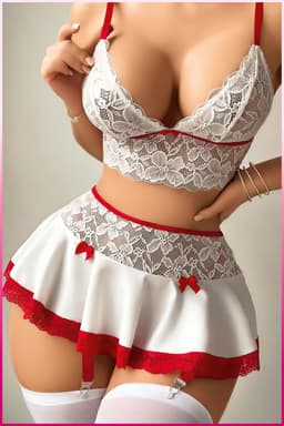 Purple-Daisy Lingeriesets voor vrouwen Smi Sheer Sexy Lingerie voor vrouwen Naughty Lace Minirok Meidenkostuum Nachthemd PDS0025-W - Maat S/M - WIT — thumbnail 3