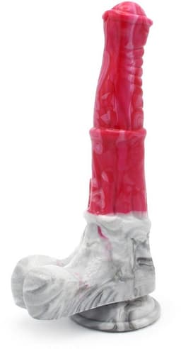 Realistische Dildo met Zuignap - 24.5 cm - Buigzaam - Gemaakt van Siliconen - Met Geaderde Structuur - Met Balzak — thumbnail 1