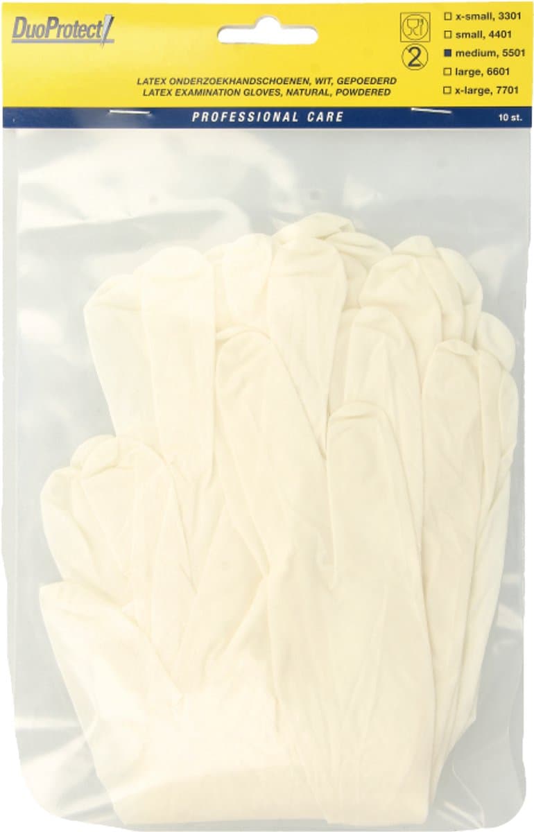 Duoprotect Handschoen latex medium 10 Stuks — afbeelding 1