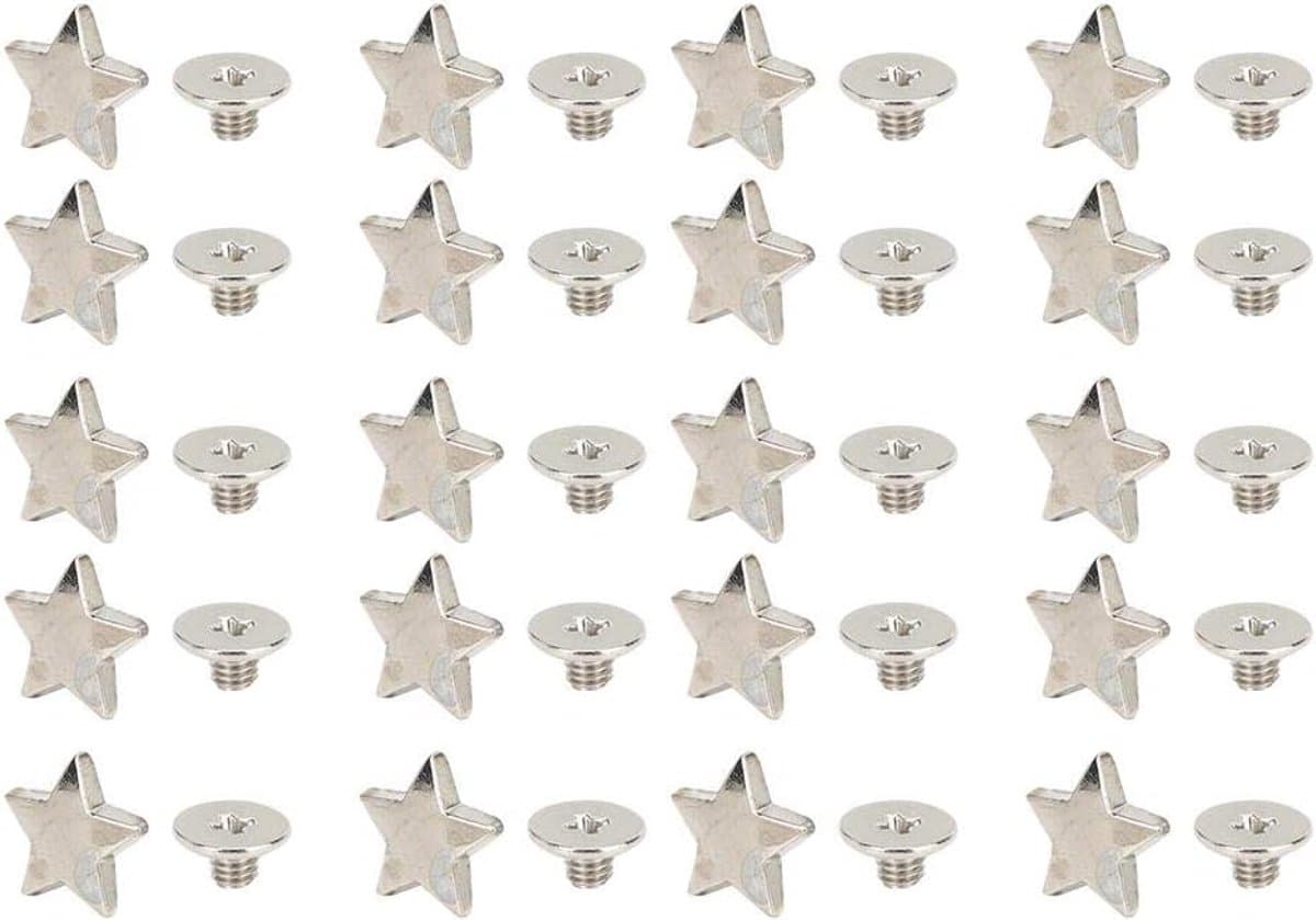 20 Pcs Star Shape Rivet, Star Stud Button Star Rivets Press Studs DIY Clothes Shoes Decoration with Screws(Silver) — afbeelding 1