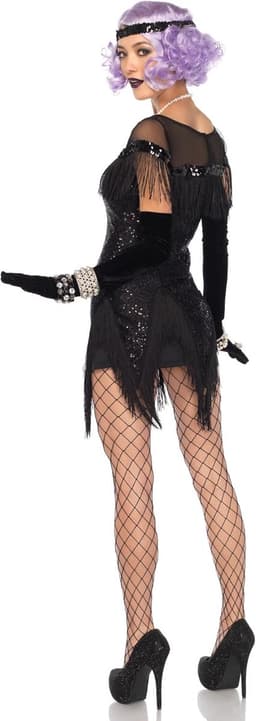 Flapper Kostuum Zwart Jaren 20 Swing Charleston Jurk Set Maat S — thumbnail 3