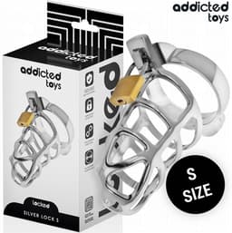 Addicted Toys Locked - Silver Lock Metal Penis Cage Size S — thumbnail 1