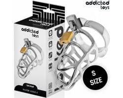 Addicted Toys Locked - Silver Lock Metal Penis Cage Size S