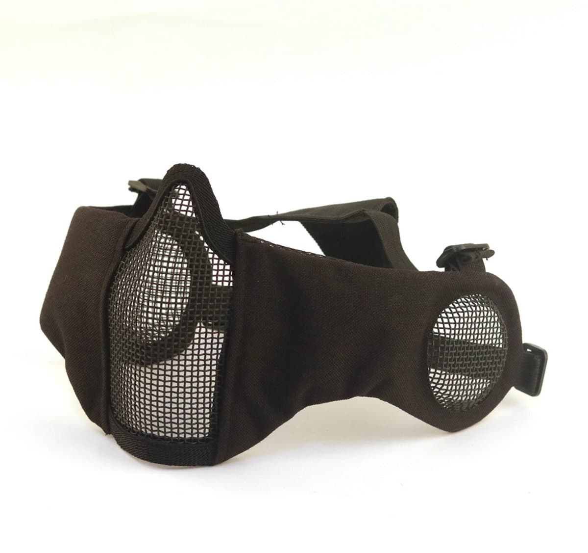 Opvouwbaar airsoft mesh masker, nylon militair tactisch halfgelaatsmasker met oorbescherming, verstelbare beschermende onderbescherming voor jagen, paintballen en schieten. — afbeelding 1