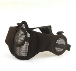Opvouwbaar airsoft mesh masker, nylon militair tactisch halfgelaatsmasker met oorbescherming, verstelbare beschermende onderbescherming voor jagen, paintballen en schieten. — thumbnail 1