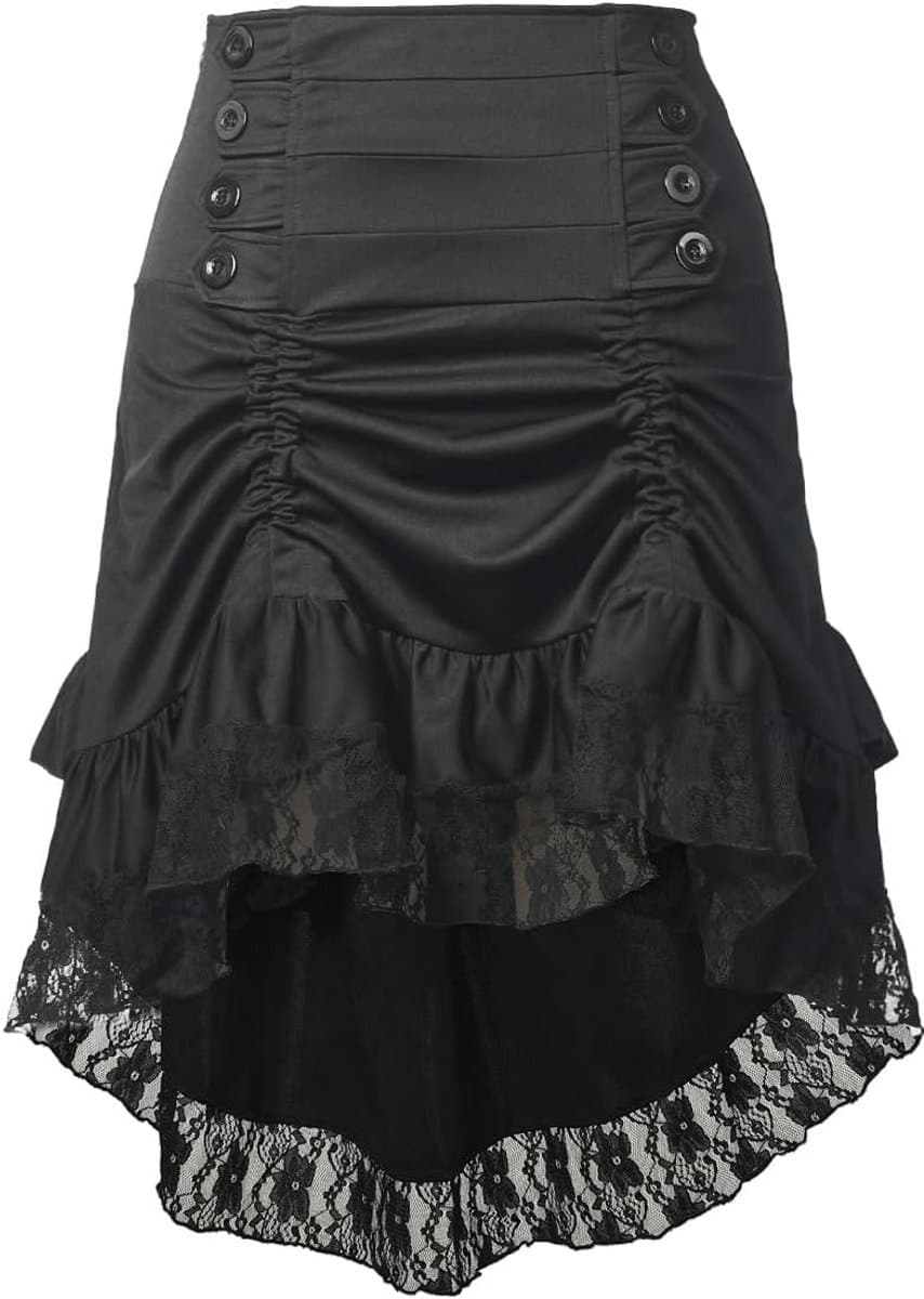 Victoriaanse Steampunk Rok Plus Size Gothic Vintage Hoog Laag Jurk Cosplay — afbeelding 1