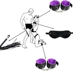 Oneay BDSM Extreme Bondage Set - 17 Delig -SM Handboeien - Dildo - Zweep / Anale plug / Tepelklemmen - Sex Toys voor Koppels - Seksspeeltjes voor mannen en vrouwen - Sex Pakket en Toys - Zwart — thumbnail 2