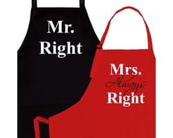 Mr & Mrs Schortenset voor Koppels - Leuk Verlovings- of Huwelijkscadeau