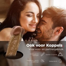 Rosebay Realistische Dildo 26 cm - Zachte Siliconen Dildo met Zuignap & Balzak - Dildo voor Mannen en Vrouwen - Licht Bruin — thumbnail 6