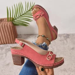 Elegante Dames Sandalen met Lage Blokhak en Open Teen - Verstelbare Zomerschoenen — thumbnail 4