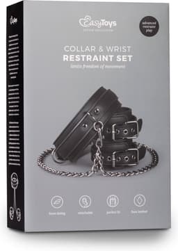 EasyToys - Kunstleren Halsband met Handboeien - Duurzaam - Bondage Set - Handboeien - BDSM Set - BDSM Toys - Rollenspel Erotiek - Erotisch Spel - Sex Toys voor Vrouwen en Mannen - Zwart — thumbnail 4