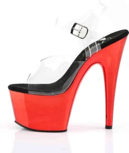 Pleaser - ADORE708 Sandaal met enkelband, Paaldans schoenen - Paaldans schoenen - 42 Shoes - Zwart/Rood — thumbnail 3
