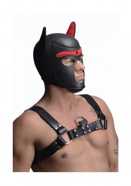 Neoprene Puppy Hood - Black and Red — thumbnail 6