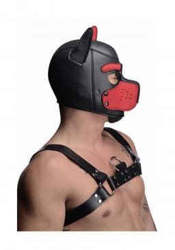 Neoprene Puppy Hood - Black and Red — thumbnail 8