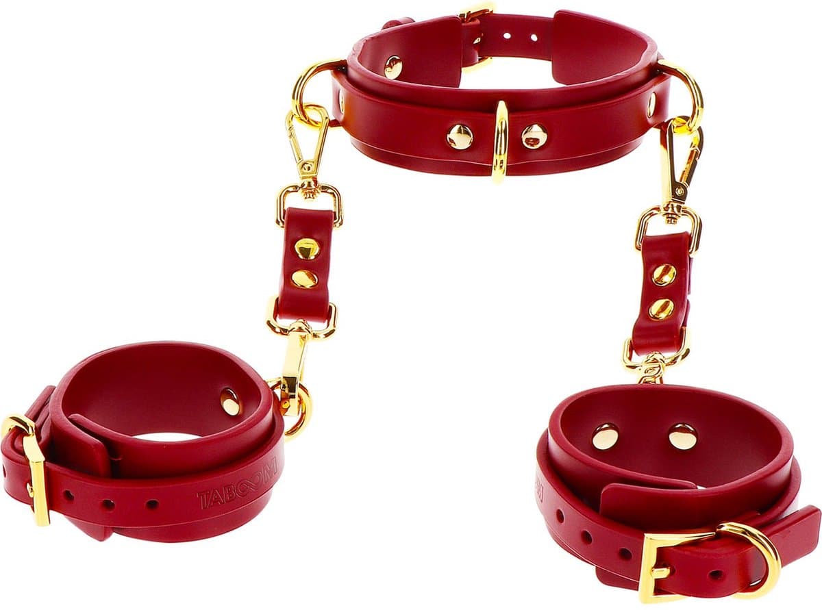 Taboom - D-Ring Halsband en Handboeien - Rood — afbeelding 1