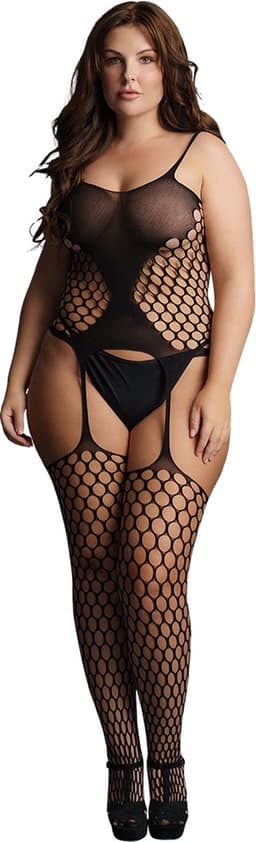 Fence Net Suspender Bodystocking - Plus Size — thumbnail 12