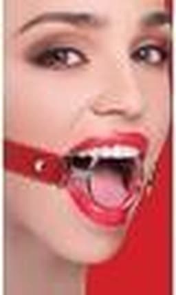 Ouch! – Ring Gag Open Mond Knevel met XL Ring en Elegante Stiksels - Rood — thumbnail 7
