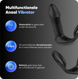Rosebay Anaal Vibrator met Cockring & Afstandsbediening - Prostaat Stimulator - Stotende Vibrator - Seksspeeltjes voor Mannen - Zwart — thumbnail 2