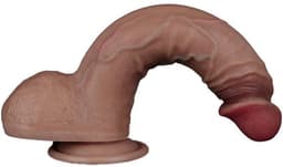 LoveToy - Dubbellaagse siliconen dildo 23,5 cm (Ø 4,3 cm) - Bruin — thumbnail 13