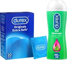 Durex - 20 stuks Condooms - Extra Safe - 200 ml Glijmiddel - Play Massage 2/1 Aloe - Voordeelverpakking — thumbnail 1