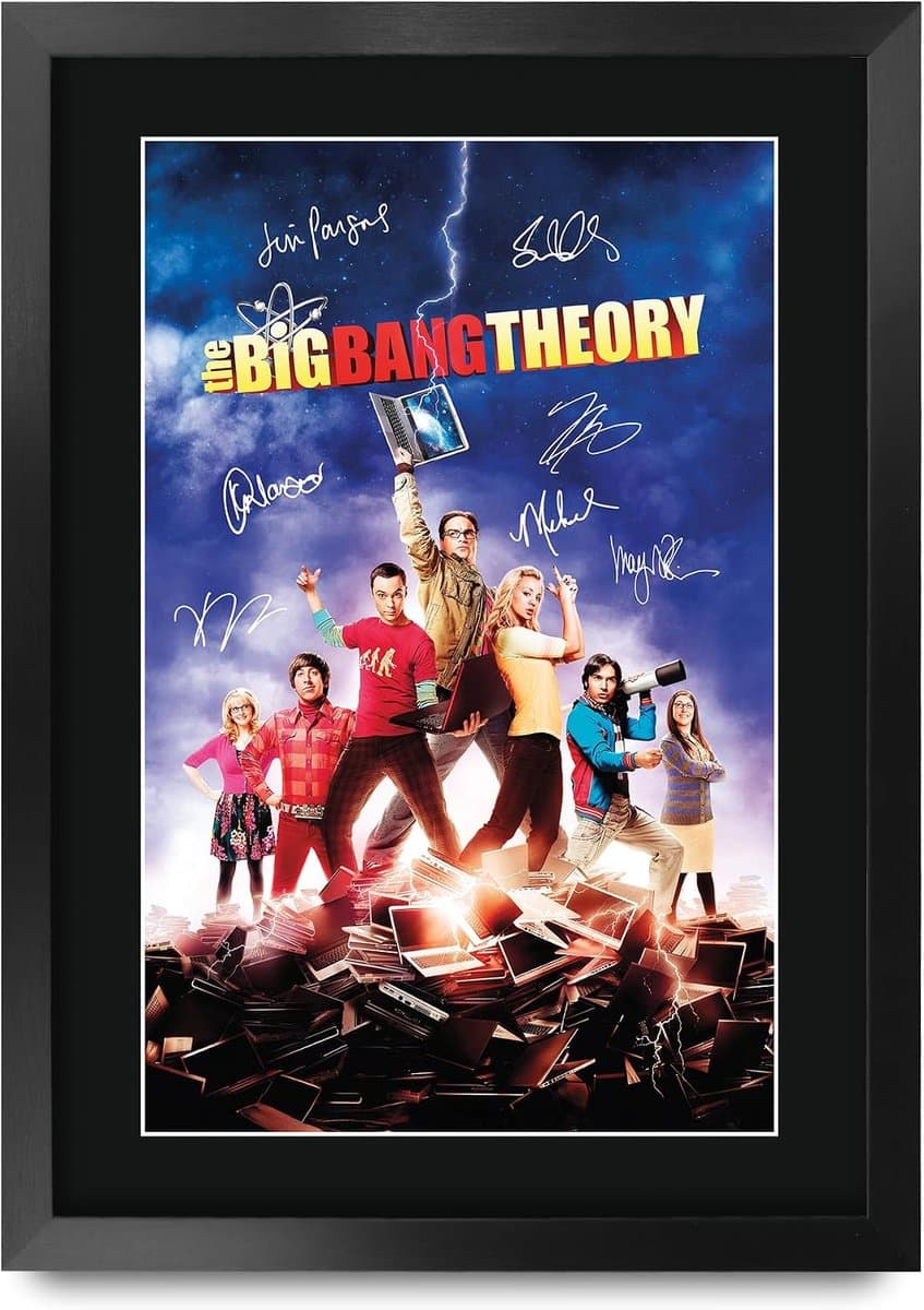 HWC Trading The Big Bang Theory Gifts Printed Signed Signature Poster For Television Show Memorabilia Fans - A3 Framed - ShopVlot — afbeelding 1