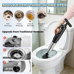 Professional tube cleaner with visual barometer, 4 interchangeable nozzles for pressure tube, drain cleaner for - ShopVlot — thumbnail 5