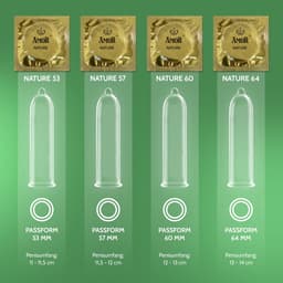 AMOR NATURE 53 mm condooms 100-pack | Premium natuurkleurig | Gevoelsecht flinterdun | 0,07 mm wanddikte — thumbnail 5