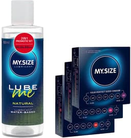 MY.SIZE condoom- + glijmiddelset met 100 ml Lube Me Natural & 3x3 condooms 60, 64, 69 mm | Glijmiddel op waterbasis | Glijmiddel geschikt voor toys & latexcondooms — thumbnail 1
