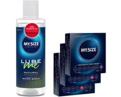 MY.SIZE condoom- + glijmiddelset met 100 ml Lube Me Natural & 3x3 condooms 60, 64, 69 mm | Glijmiddel op waterbasis | Glijmiddel geschikt voor toys & latexcondooms