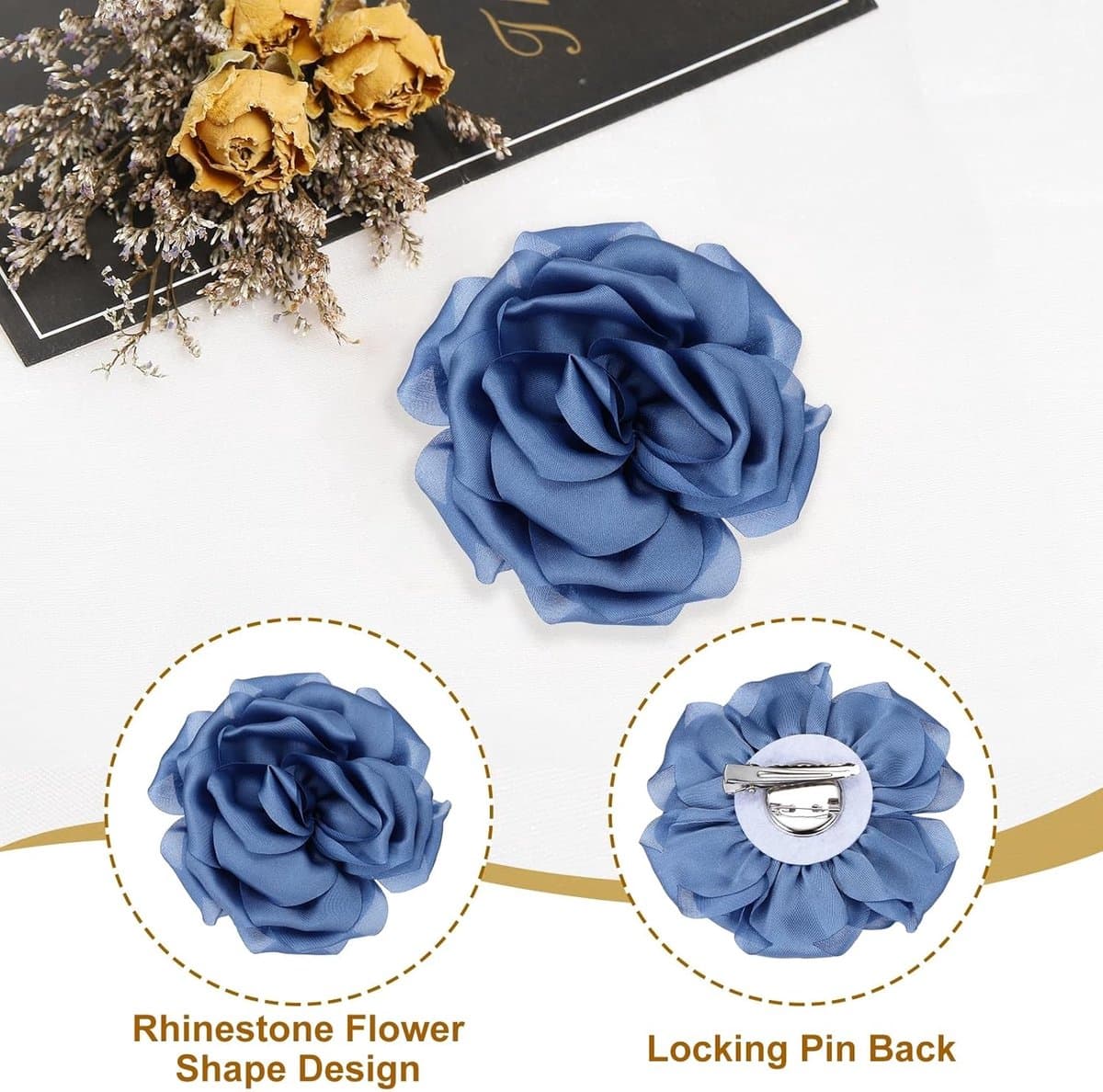 Zijde Satijn Bloem Broche Pin, Grote Pioen Bloemen Revers Pin — afbeelding 1