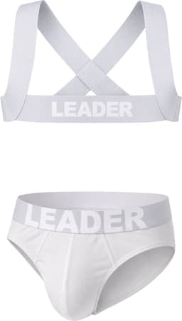 LEADER Essentials Multipack 1x Brief + 1x Harness Grey - MAAT XS - Erotisch Heren Ondergoed - Slip voor Man - Sexy mannen Slip — thumbnail 1