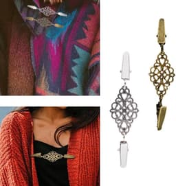 2 stuks cardigan clip pullover clips vintage cinch clip sjaal clips hemd broches voor truien jurken overhemden, Metaal — thumbnail 2