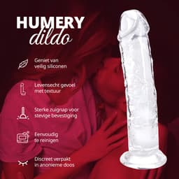 Humery - Realistische Transparante Siliconen Dildo met Zuignap - 20 cm - Maat M - Dildo's - Sex Toy voor Vrouwen en Mannen — thumbnail 2