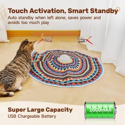 Kattenspeelgoed oplaadbaar, 3-in-1 verstoppertje en zoeken, automatisch interactief plezier, fladderende vlinder, bewegende veer, kittentoverstaf, indoor poesje oefenkicker 22,8 inch hoes — thumbnail 3