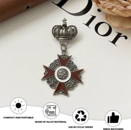 Gespen Broche Kroon Medaille Badge Legering Vintage Revers Pin Orde Badge Voor Vrouwen Mannen Kostuum Decoratie (1 stuk), Metaal — thumbnail 2