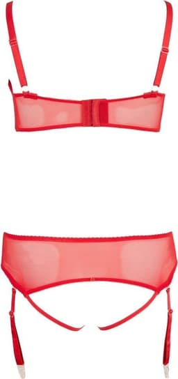 Cottelli Collection 3 Delige Bh-Set Met Kwart Cups - Rood — thumbnail 6